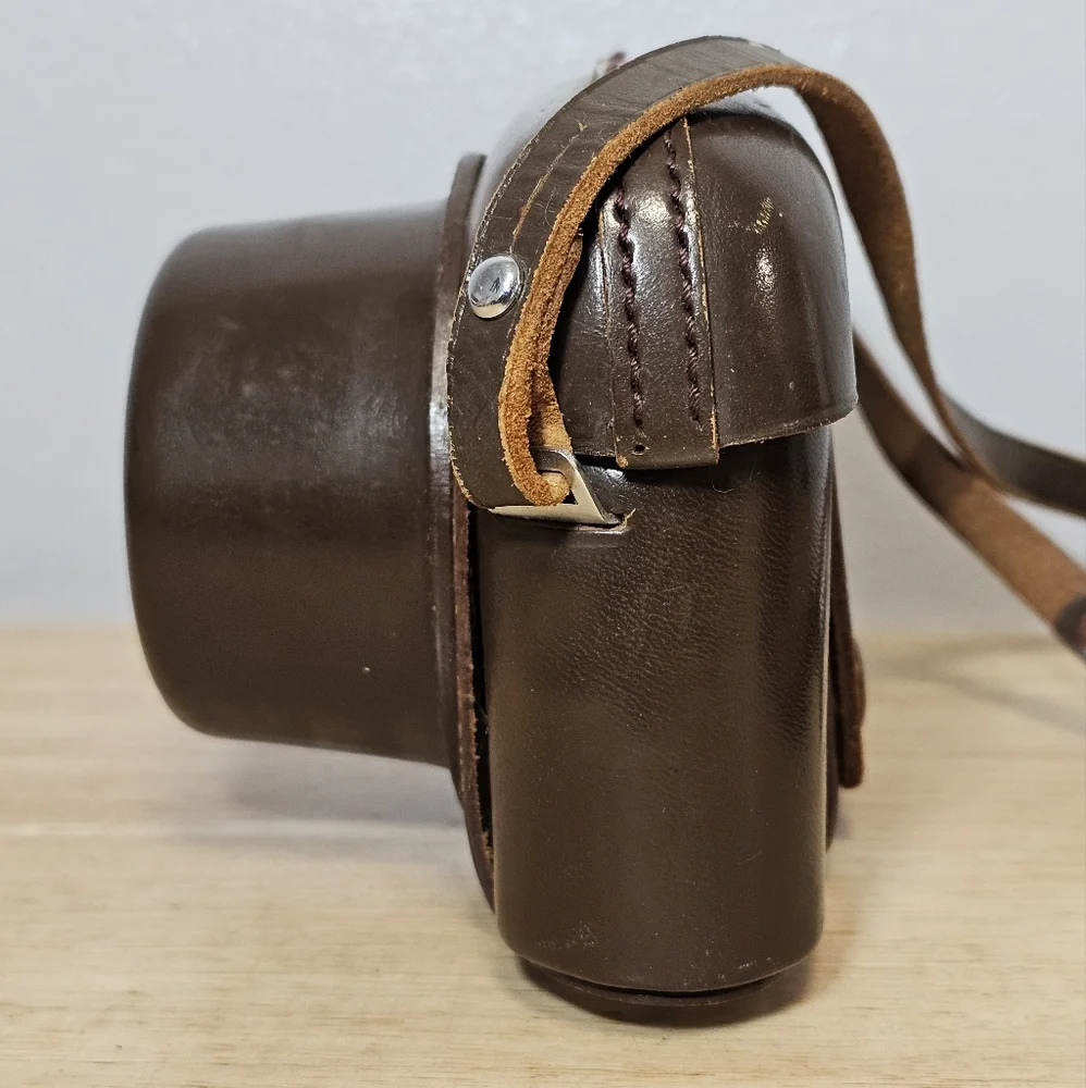 Vintage 1950's Canon VT De Luxe Z Rangefinder Brown Leather Camera Case W/ Strap